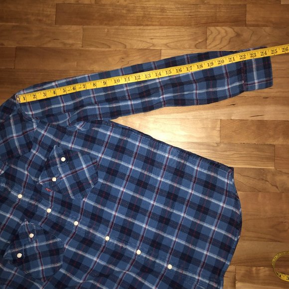 Vintage Levi's San Francisco Pearl Snap Western Flannel Button Up Shirt M - Picture 7 of 11